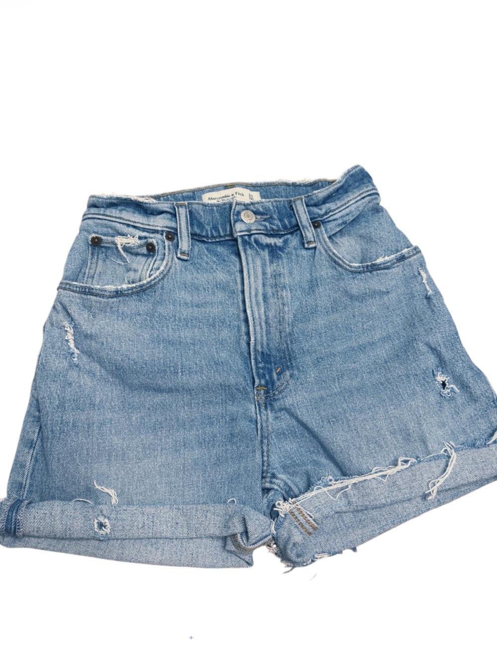 ABERCROMBIE Denim Cutoff Shorts “The 90’s Straight Ultra High Rise Size 00/24